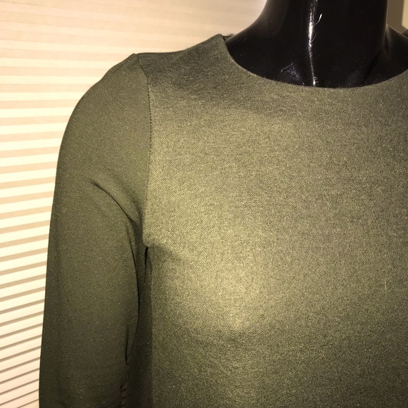 COS Moss Green Wool and Jersey Contrast Trapeze Tunic Dress - Size Medium - Picture 5 of 11